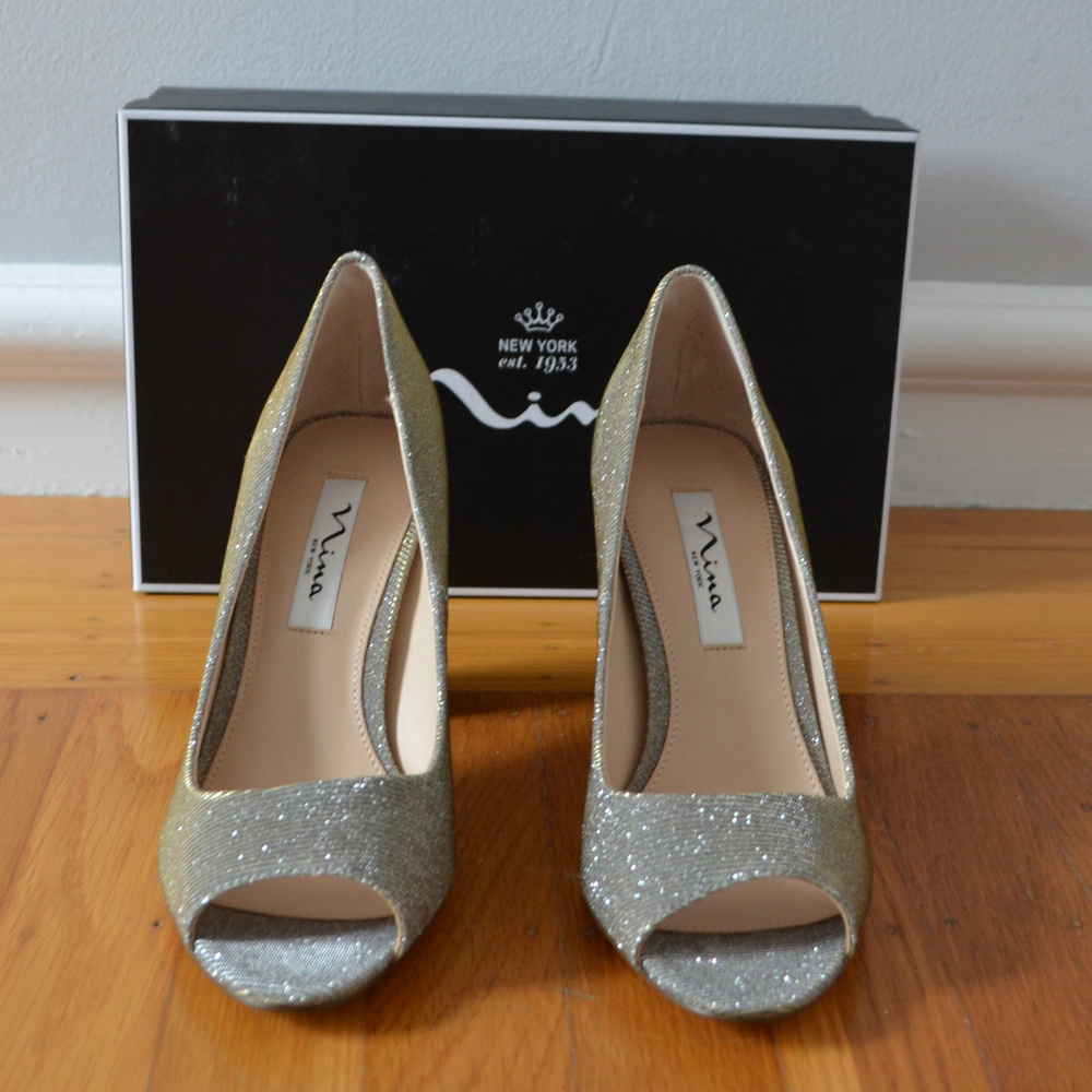 NINA Peep Toe Glitter Pump - Picture 7 of 8